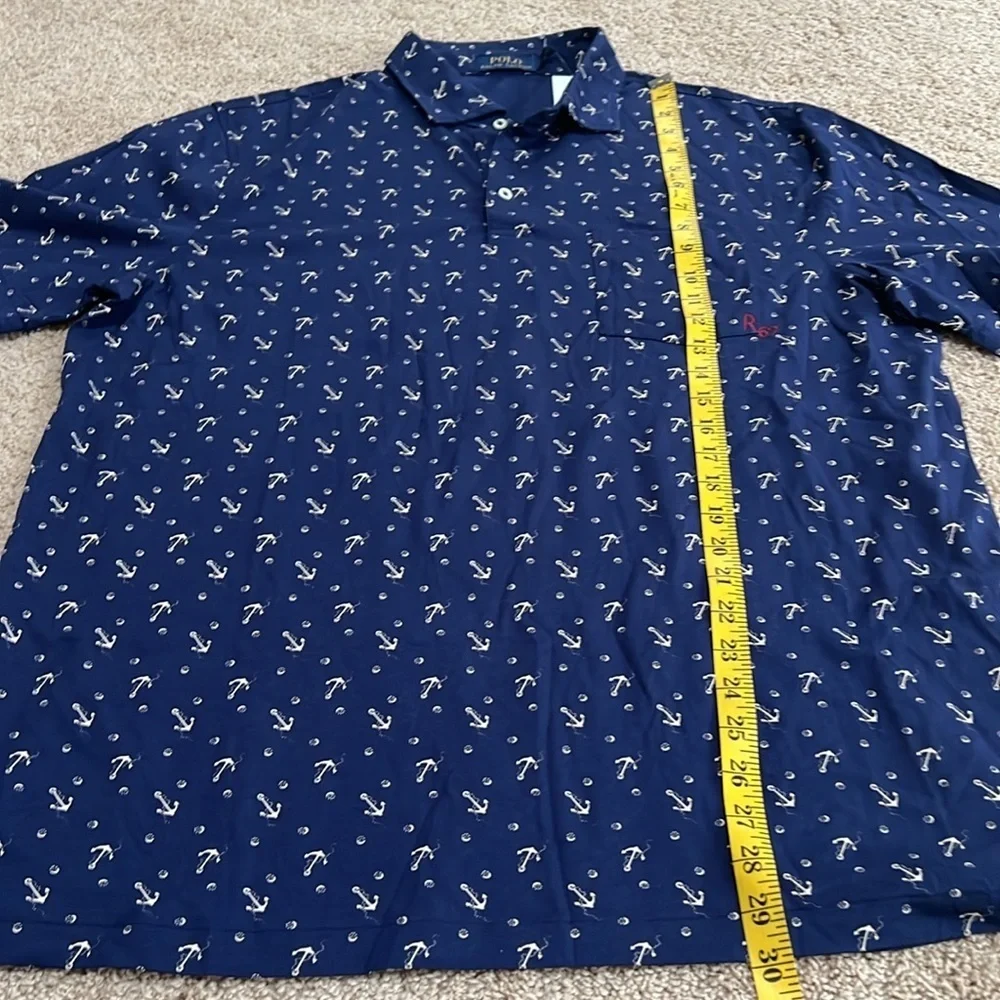 New!Polo Ralph Lauren men’s large navy anchor print polo.